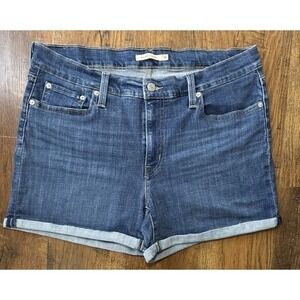 Levi's Jean Shorts Womens Mid Length Mid Rise Rolled Hem Blue Size 32